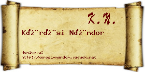 Kőrösi Nándor névjegykártya